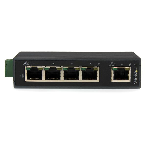 StarTech.com Industrieller 5 Port Ethernet Switch zur DIN-Schienen Montage - Unmanaged - Fast Ethernet (10/100) - Vollduplex - Rack-Einbau