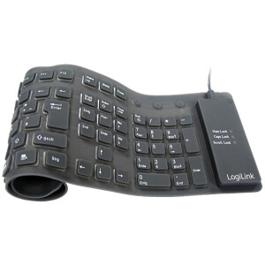 LogiLink Tastatur USB PS/2 Flexibel Wasserfest schwarz -...