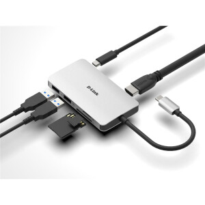 D-Link DUB-M610 - Kabelgebunden - USB 3.2 Gen 1 (3.1 Gen 1) Type-C - 100 W - Aluminium - Schwarz - MicroSD (TransFlash) - SD - SDHC - SDXC - 4K Ultra HD