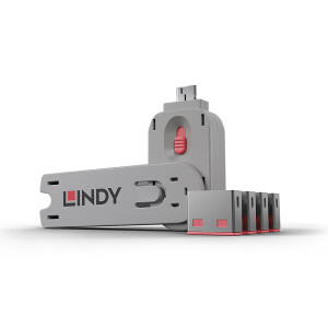 Lindy USB Port Schloss 4 Stueck mit Schl&uuml;ssel Code...