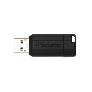 Verbatim PinStripe - USB-Stick 128 GB - Schwarz - 128 GB - USB Typ-A - 2.0 - 10 MB/s - Kappe - Schwarz