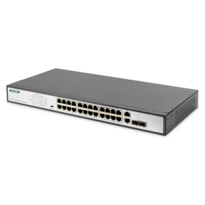 DIGITUS 24-Port Fast Ethernet PoE Switch, 19 Zoll,...