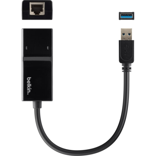 Belkin USB 3.0 / Gigabit Ethernet - Verkabelt - USB - Ethernet - Schwarz