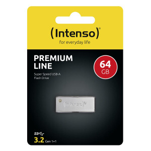 Intenso Premium Line - 64 GB - USB Typ-A - 3.2 Gen 1 (3.1 Gen 1) - 100 MB/s - Ohne Deckel - Silber