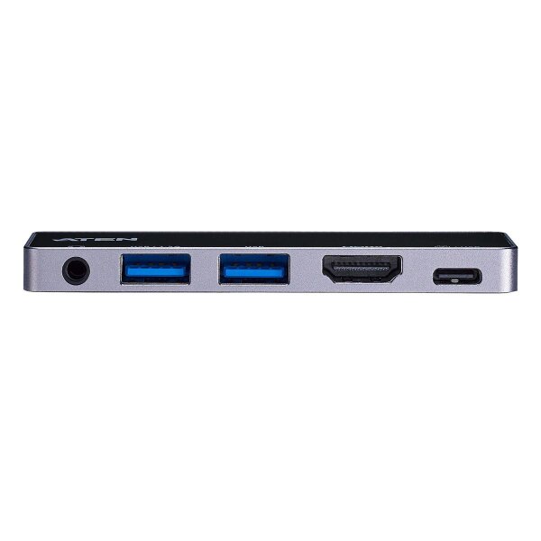 ATEN UH3238 - USB 3.2 Gen 1 (3.1 Gen 1) Type-C - 3.5mm - HDMI - USB 3.2 Gen 1 (3.1 Gen 1) Type-A - USB Typ-C - 3840 x 2160 Pixel - 60 Hz - Schwarz - Silber - Aluminium