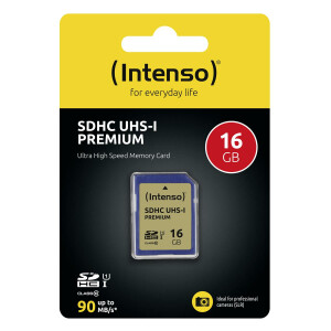 Intenso SD Karte UHS-I Premium - 16 GB - SDHC - Klasse 10 - UHS-I - 90 MB/s - Class 1 (U1)