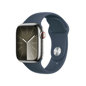 Apple Watch Series 9 silber/dunkelblau Edelstahl 41 mm...