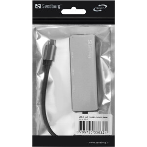 SANDBERG 336-32 - USB 3.2 Gen 1 (3.1 Gen 1) Type-C - USB 2.0 - USB 3.2 Gen 1 (3.1 Gen 1) Type-A - 5000 Mbit/s - Grau - Aluminium - USB