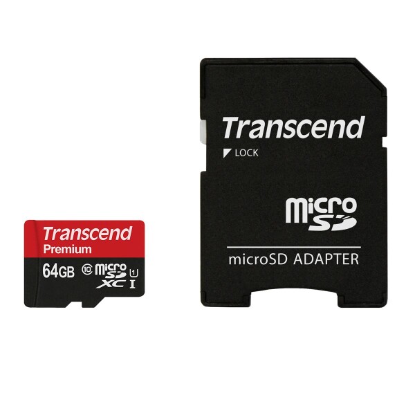 Transcend TS64GUSDU1 - 64 GB - MicroSDXC - Klasse 10 - MLC - 90 MB/s - Class 1 (U1)