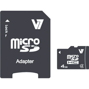 V7 VAMSDH4GCL4R-2E - Flash-Speicherkarte ( microSDHC/SD-Adapter inbegriffen ) - 4 GB