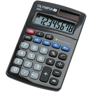 Olympia 2501 - Desktop - Einfacher Taschenrechner - 8 Ziffern - Batterie/Solar - Schwarz - Blau - Grau