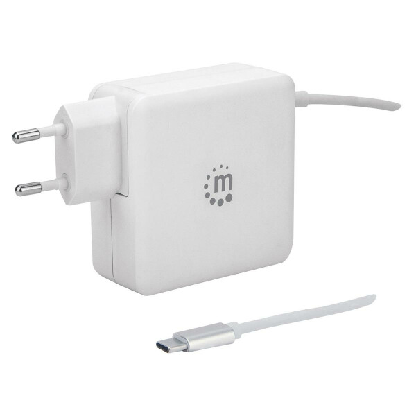Manhattan Power Delivery USB-Ladegerät mit integriertem USB-C-Kabel 60 W - USB-Netzteil mit USB-C Power Delivery-Stecker (PD 3.0) mit bis zu 60 W - USB-A Ladeport bis zu 2,4 A - weiß - Indoor - AC - 20 V - 3 A - Weiß