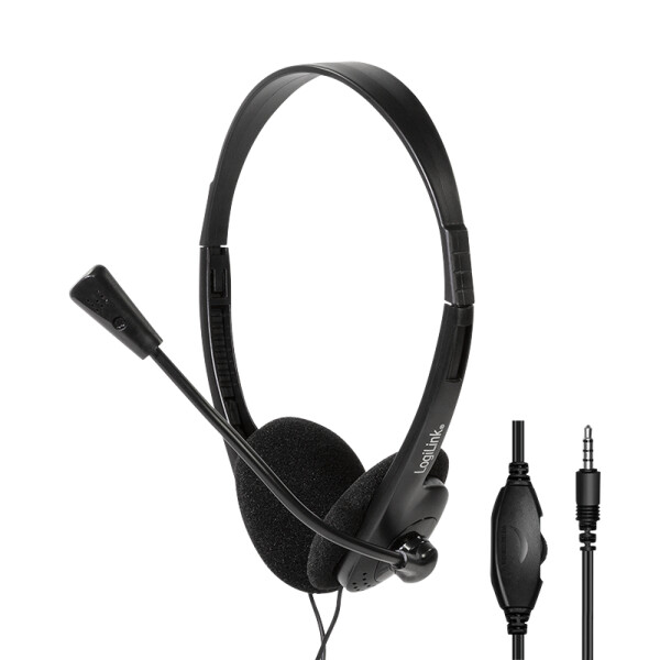 LogiLink Stereo Headset mit Mikrofon schwarz Anschluss 3.5 mm Klinkenstecker integrierter - Headset