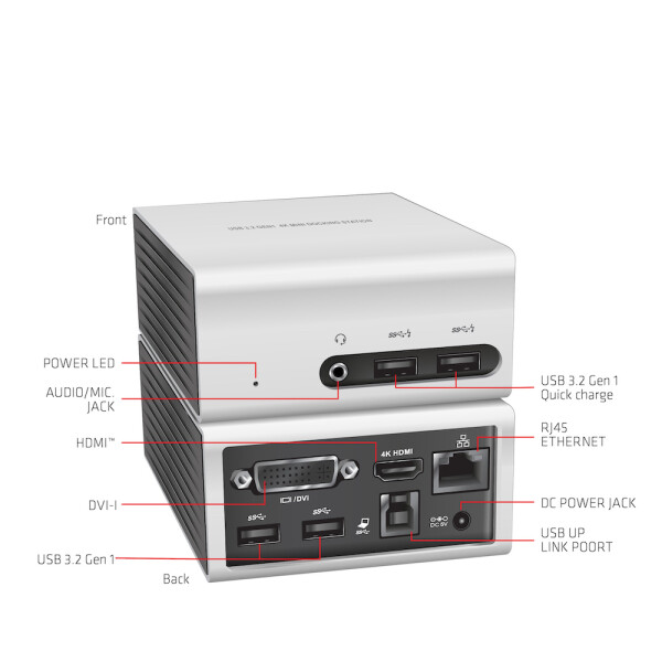 Club 3D USB 3.0 4K Mini Docking Station, Alu gebürstet, 4K @ 30 Hz über HDMI, 4x USB 3.0, DL-5900