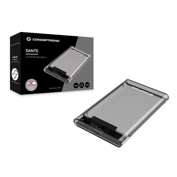 Conceptronic DANTE 2,5-Zoll-Festplattenbox USB 3.0 - HDD / SSD-Gehäuse - 2.5 Zoll - Serial ATA II - Serial ATA III - 5 Gbit/s - USB Anschluss - Transparent