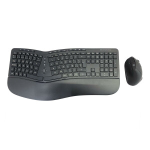 Conceptronic ORAZIO ERGO Kabelloses Set aus ergonomischer Tastatur und vertikaler Maus - spanisch - Volle Gr&ouml;&szlig;e (100%) - RF Wireless - QWERTY - Schwarz - Maus enthalten