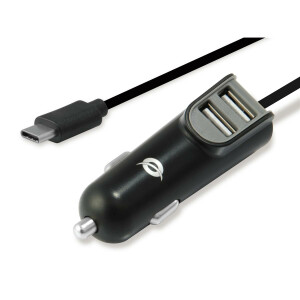 Conceptronic CARDEN 2-Port 15.5W USB-KFZ-Ladeger&auml;t mit USB-C-Kabel - Auto - Zigarettenanz&uuml;nder - 5 V - Schwarz