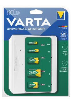 Varta Universal Charger - Nickel-Metallhydrid (NiMH) - Kurzschluß - 9V - AA - AAA - C - D - 4 Stück(e) - Akkus/Batterien enthalten