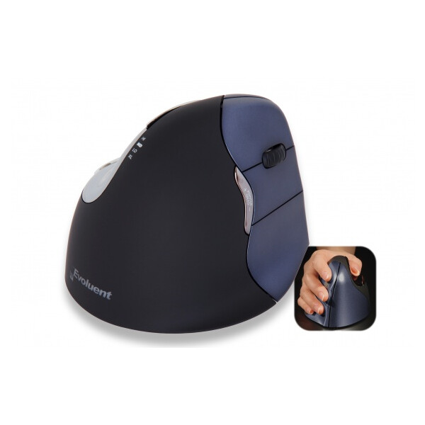 Bakker Evoluent4 Mouse Wireless (Right Hand) - rechts - Optisch - RF Wireless - Schwarz - Blau