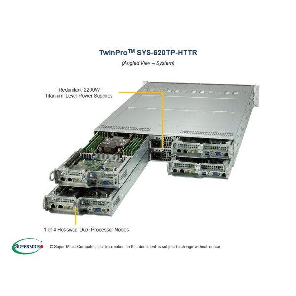 Supermicro SYS-620TP-HTTR - DDR4-SDRAM - SATA III - 2200 W - Rack (2U)