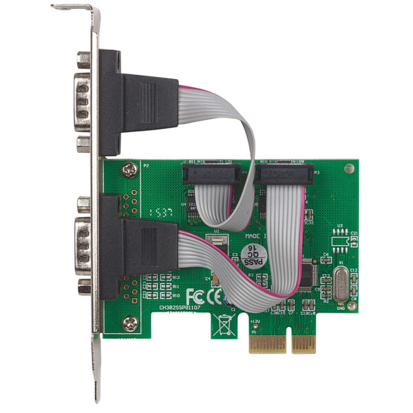Manhattan Serielle PCI-Express-Karte - Zwei DB9-Ports - geeignet für PCI Express x1 - x4 - x8 und x16 Lanes - PCIe - Seriell - CE - FCC - 2,5 Gbit/s - 68 mm - 120 mm