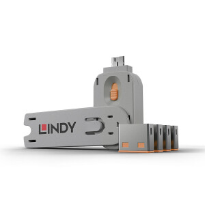 Lindy USB Port Schloss 4 Stueck mit Schl&uuml;ssel Code...