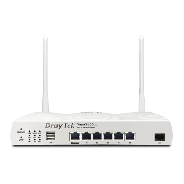 Draytek Vigor 2866AX: Gfast Modem-Firewall - Wi-Fi 6 (802.11ax) - Dual-Band (2,4 GHz/5 GHz) - Eingebauter Ethernet-Anschluss - Grau - Tabletop-Router