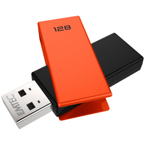 EMTEC C350 Brick - 128 GB - USB Typ-A - 2.0 - 15 MB/s - Drehring - Schwarz - Orange