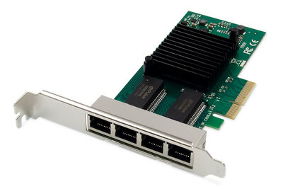 DIGITUS 4 Port Gigabit Ethernet Netzwerkkarte, RJ45, PCI Express,  Intel I350