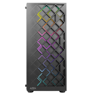 AZZA Spectra - Midi Tower - PC - Schwarz - ATX - ITX - micro ATX - Gummi - Stahl - Geh&auml;rtetes Glas - Blau - Gr&uuml;n - Rot