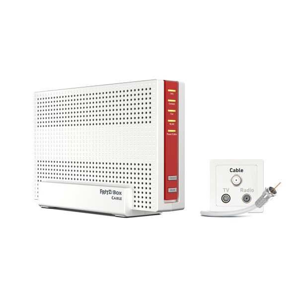 AVM FRITZ Box 6690 Cable - Wi-Fi 6 (802.11ax) - Dual-Band (2,4 GHz/5 GHz) - Eingebauter Ethernet-Anschluss - Weiß - Tabletop-Router