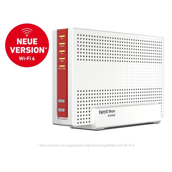 AVM FRITZ Box 6690 Cable - Wi-Fi 6 (802.11ax) - Dual-Band (2,4 GHz/5 GHz) - Eingebauter Ethernet-Anschluss - Weiß - Tabletop-Router