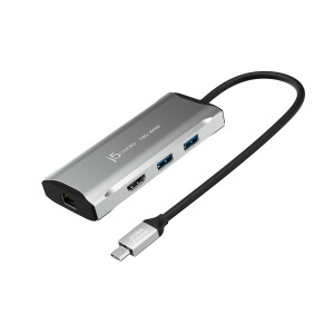 j5create JCD392-N 4K60 Elite USB-C&reg; 10Gbps Travel Dock - Kabelgebunden - USB 3.2 Gen 1 (3.1 Gen 1) Type-C - 100 W - 10,100,1000 Mbit/s - Grau - Space Grey