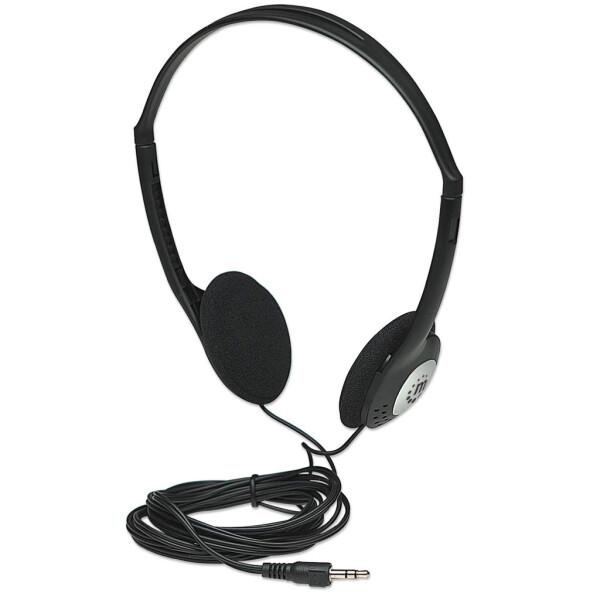 Manhattan Stereokopfhörer - Sehr leicht - verstellbarer Kopfbügel - gepolsterte Ohrmuscheln - Kopfhörer - Kopfband - Musik - Schwarz - 2,2 m - CE FCC WEEE