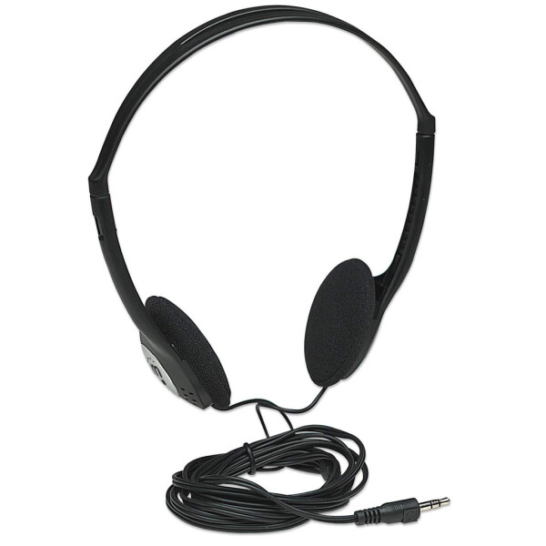 Manhattan Stereokopfhörer - Sehr leicht - verstellbarer Kopfbügel - gepolsterte Ohrmuscheln - Kopfhörer - Kopfband - Musik - Schwarz - 2,2 m - CE FCC WEEE