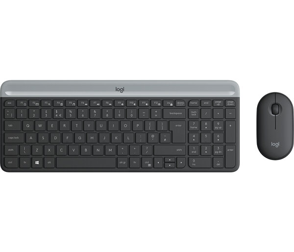 Logitech MK470 Slim Combo – kabelloses Tastatur-Maus-Set - Volle Größe (100%) - RF Wireless - AZERTY - Graphit - Maus enthalten