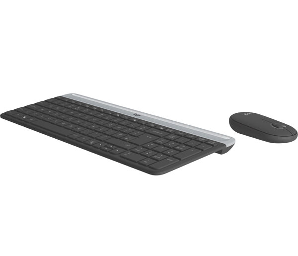 Logitech MK470 Slim Combo – kabelloses Tastatur-Maus-Set - Volle Größe (100%) - RF Wireless - AZERTY - Graphit - Maus enthalten