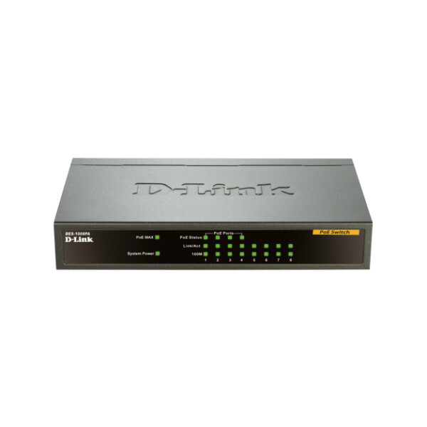 D-Link DES-1008PA - Unmanaged - Fast Ethernet (10/100) - Power over Ethernet (PoE)