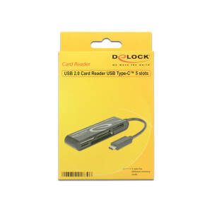 Delock 91739 - CF - CF Typ II - MMC - MS PRO Duo - Speicherstick (MS) - MicroSD (TransFlash) - MicroSDHC - MicroSDXC,... - Schwarz - 480 Mbit/s - 2048 GB - USB 2.0 - USB