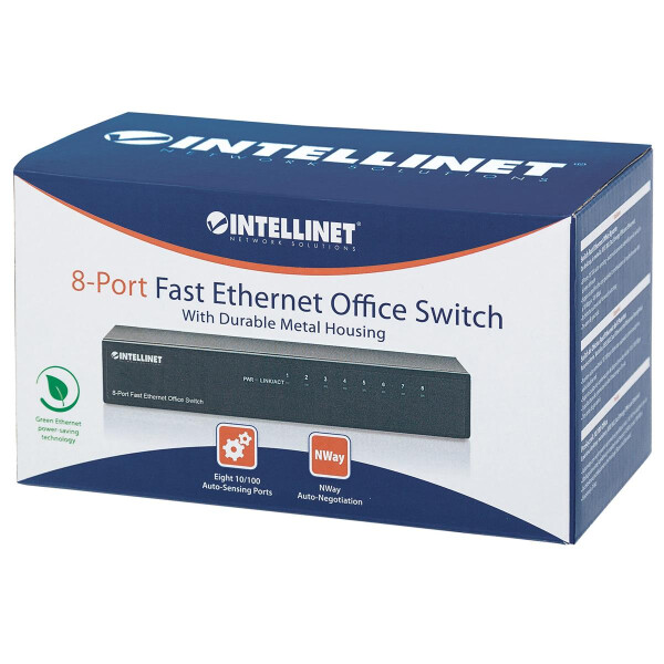 IC Intracom 8-Port Fast Ethernet Office Switch - Metall - Desktop - IEEE 802.3az (Energy Efficient Ethernet) - Fast Ethernet (10/100) - Vollduplex