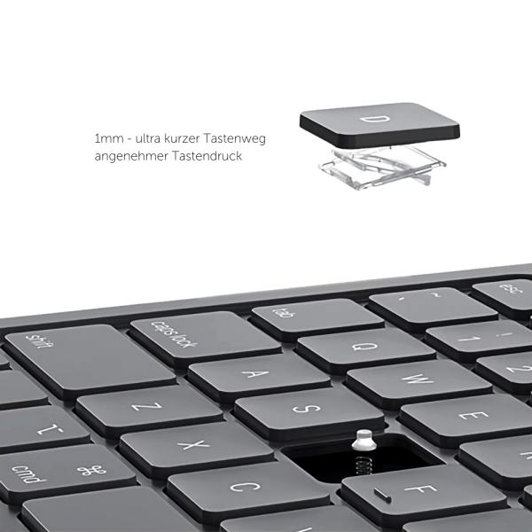 DEQSTER Slim PRO Keyboard 10.2" - iPad Tastatur - mit QWERTZ Layout - geringer Tastenhub