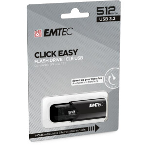EMTEC B110 Click Easy 3.2 - 512 GB - USB Typ-A - 3.2 Gen 2 (3.1 Gen 2) - 20 MB/s - Dia - Schwarz
