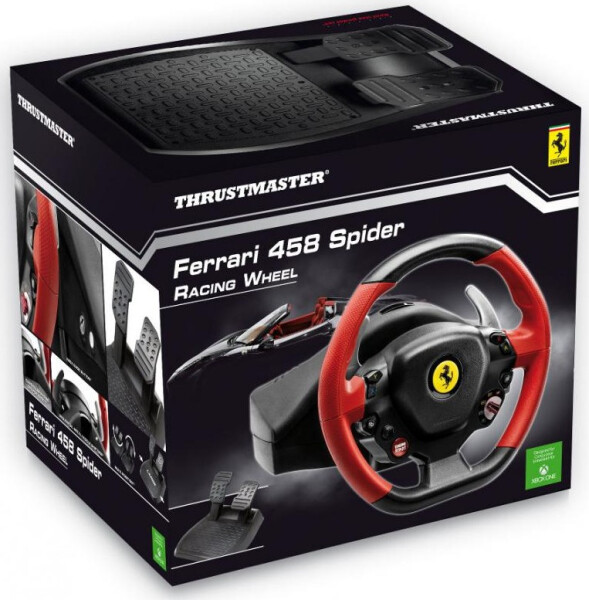 ThrustMaster Ferrari 458 Spider - Lenkrad + Pedale - Xbox One - D-Pad - Kabelgebunden - Schwarz - Rot - 3,5 kg