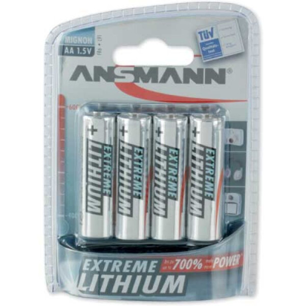 Ansmann Extreme Lithium AA Mignon - Einwegbatterie - Lithium - 4 Stück(e) - 10 Jahr(e) - Silber - -40 - 60 °C