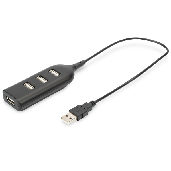 DIGITUS AB-50001-1 - USB 2.0 Hub, 4-Port, Bus Powered 4 X USB A/F AT Connected Cable