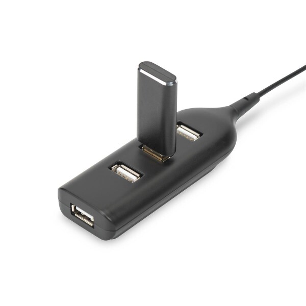 DIGITUS AB-50001-1 - USB 2.0 Hub, 4-Port, Bus Powered 4 X USB A/F AT Connected Cable