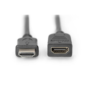 DIGITUS AK-330201-020-S - HDMI High Speed Verl&auml;ngerungskabel, Typ A St/Bu, 2.0m, m/Ethernet, UHD 4K@24Hz, gold, sw