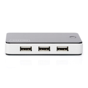 DIGITUS DA-70222 - USB 2.0 Hub 7-port, 7x USB A/F, 1x USB mini inkl. ext. Netzteil 5V DC 3.5A, 1m, sw