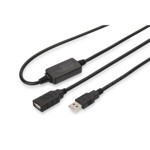 DIGITUS DA-73100-1 - Aktives USB 2.0 Verl&auml;ngerungskabel, 10 m A/Stecker nach A/Buchse, schwarz