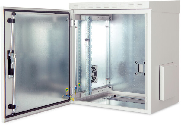 DIGITUS DN-19-09U-I-OD - 9U wall mounting cabinet, outdoor, IP55 579x600x450 mm, Farbe Grau (RAL 7035)